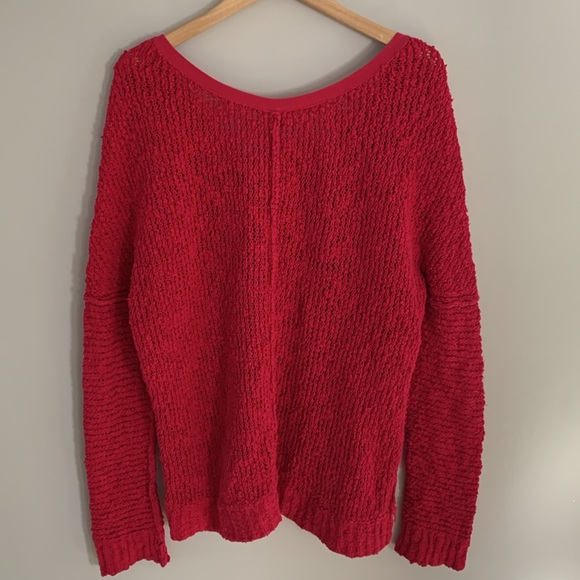 Free People Shaggy Bear Songbird Loose Knit Oversized Sweater Medium Fuchsia - Picture 7 of 11